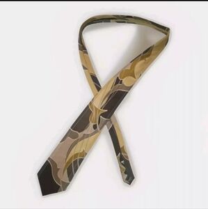 Carlo Palozzi Studio Men's Tie Abstract Pattern 100% Silk Hand Made Tan Brown